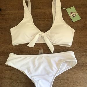 BRIGHT WHITE high waist bikini set